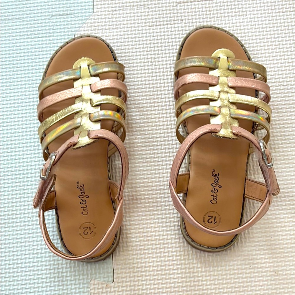 Cat & Jack Pink and Gold Girls' Strappy Sandals